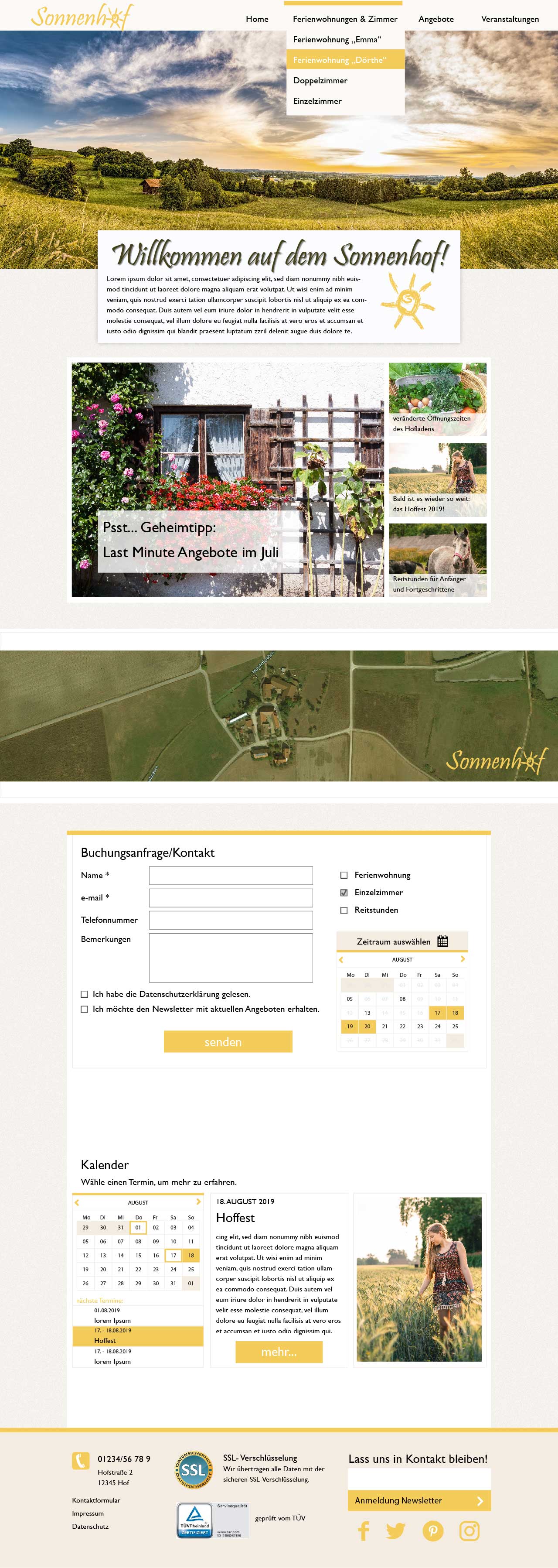 Webentwurf für Bauernhof Startseite