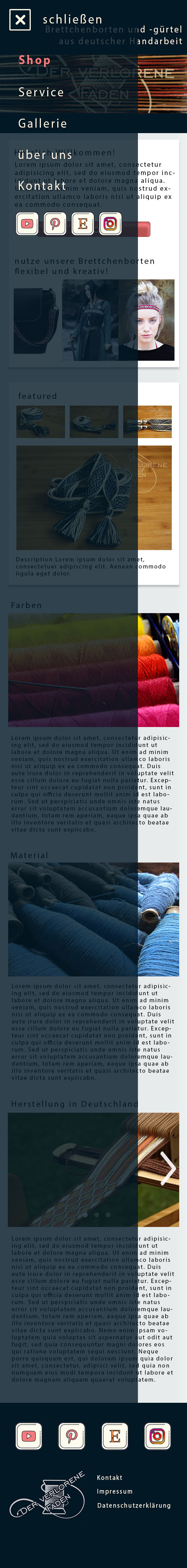 Webentwurf Mobilversion mit Menü